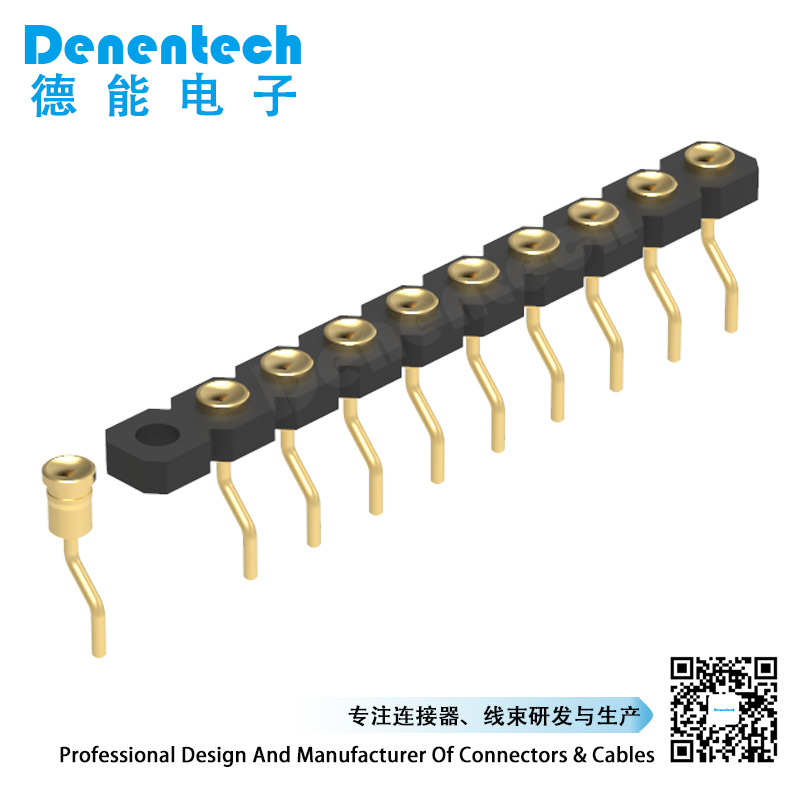 Denentech Promotional products 3.0MM H1.27MM single row female right angle SMT concave pogo pin connector